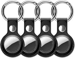 Pack de 4 Fundas de Cuero para AirTag - Llavero Antipérdida